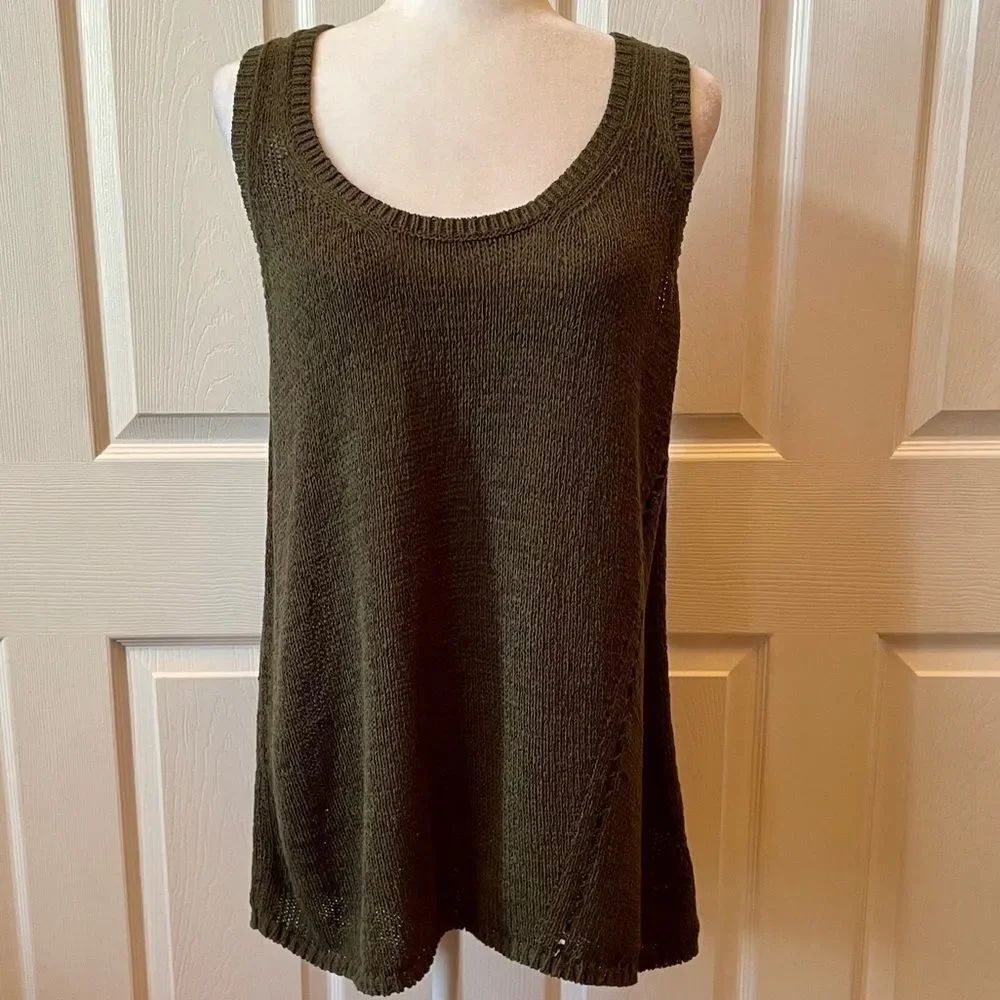 Olive Green Sleeveless Knit Top Size XL